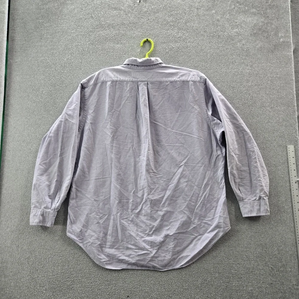 Ralph Lauren Men Button Up Shirt 17.5 Purple Pony Embroidery Oxford